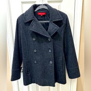 ANNE KLEIN women's double breasted wool coat size Medium lined dark gray
